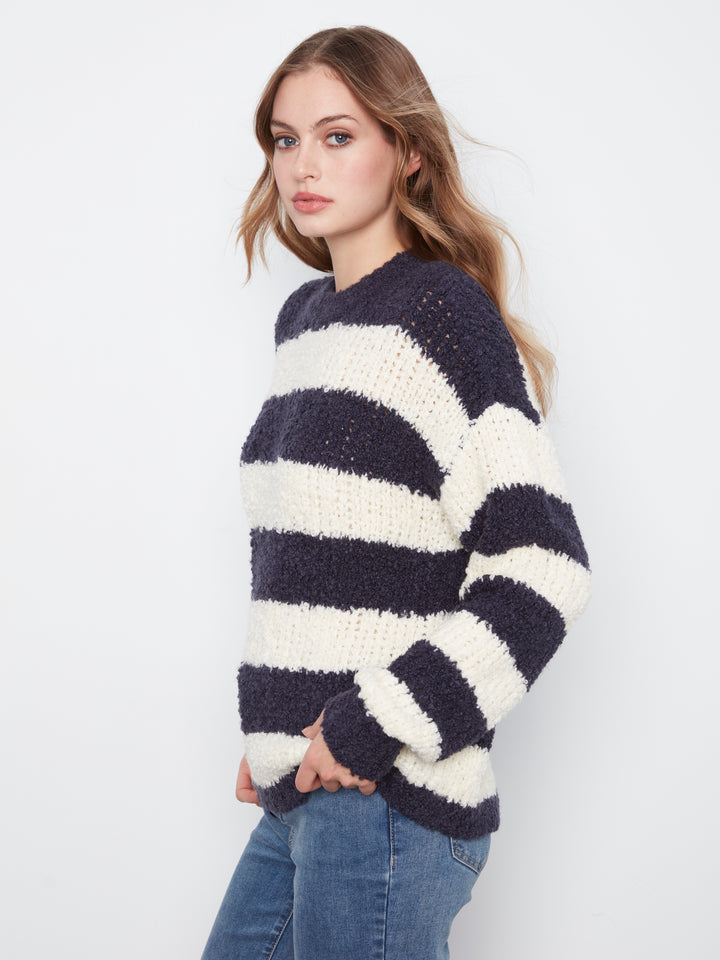 Striped Boucle Yarn Sweater