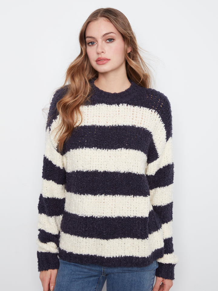 Striped Boucle Yarn Sweater