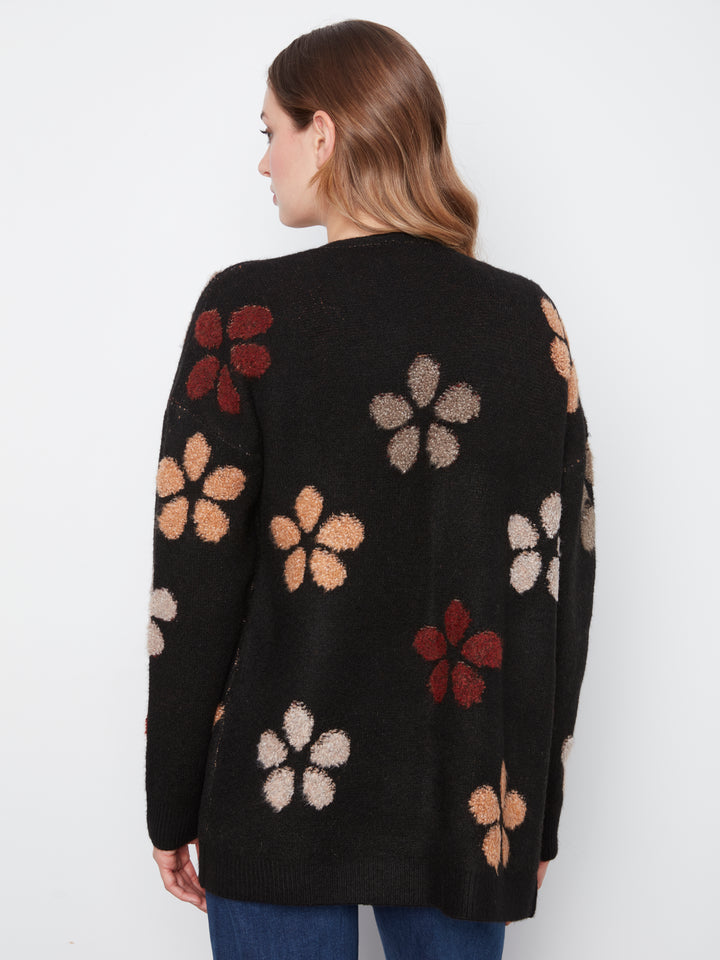 Flower Boucle Long Sleeve Cardigan