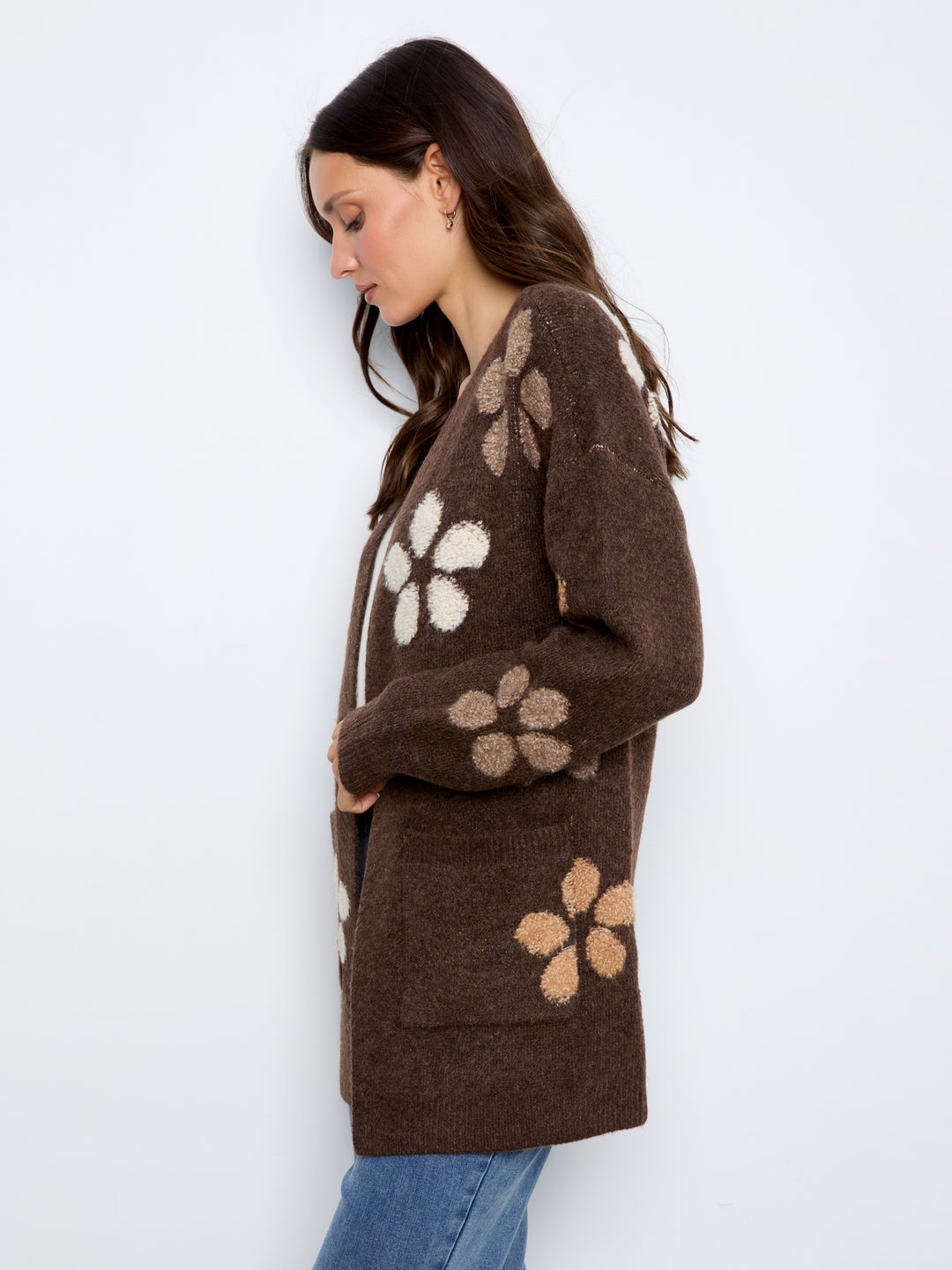 Flower Boucle Long Sleeve Cardigan