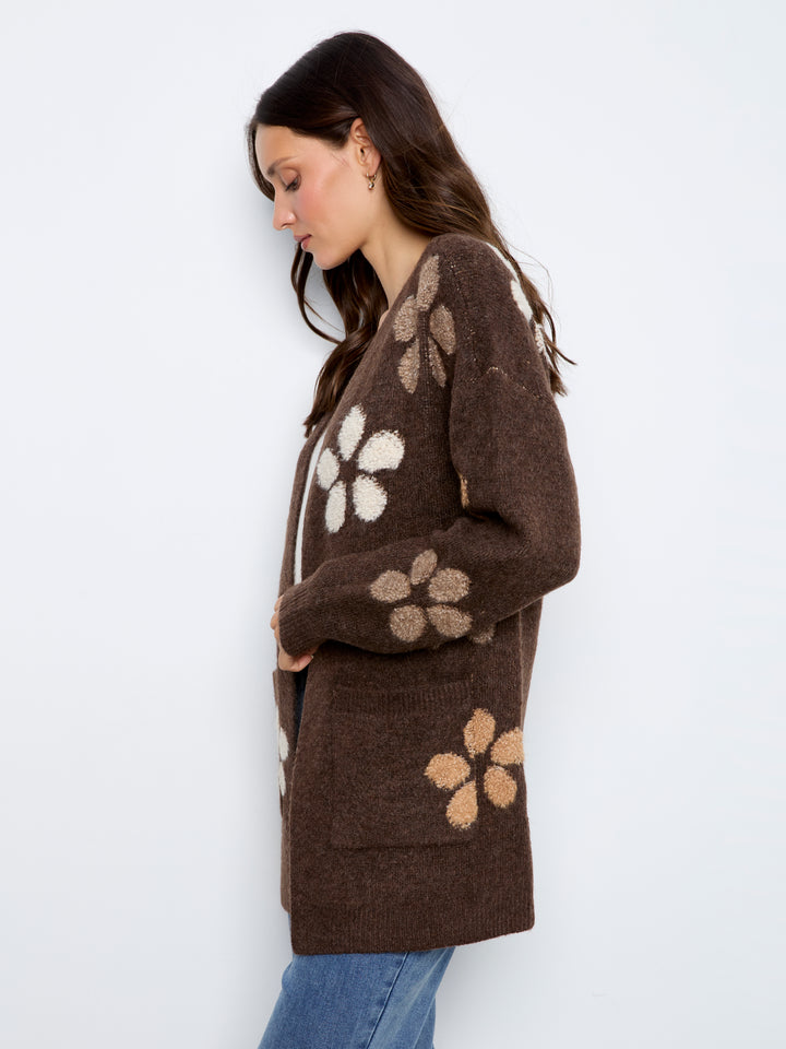 Flower Boucle Long Sleeve Cardigan