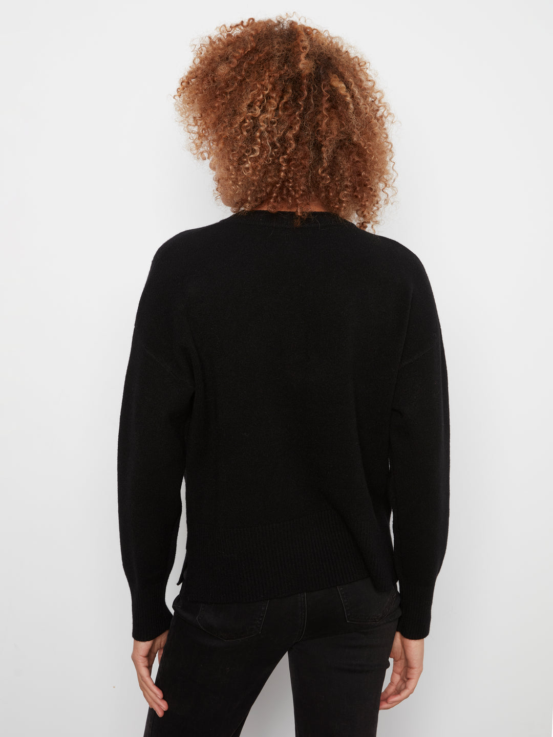 Crew Neck Cropped Sweater with Pocket
