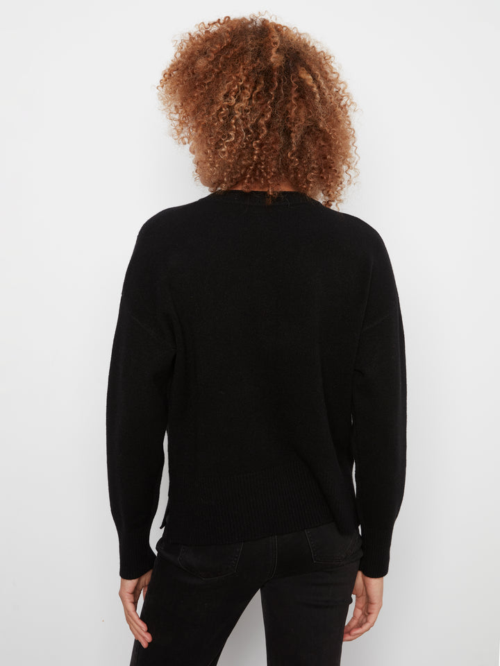 Crew Neck Cropped Sweater with Pocket