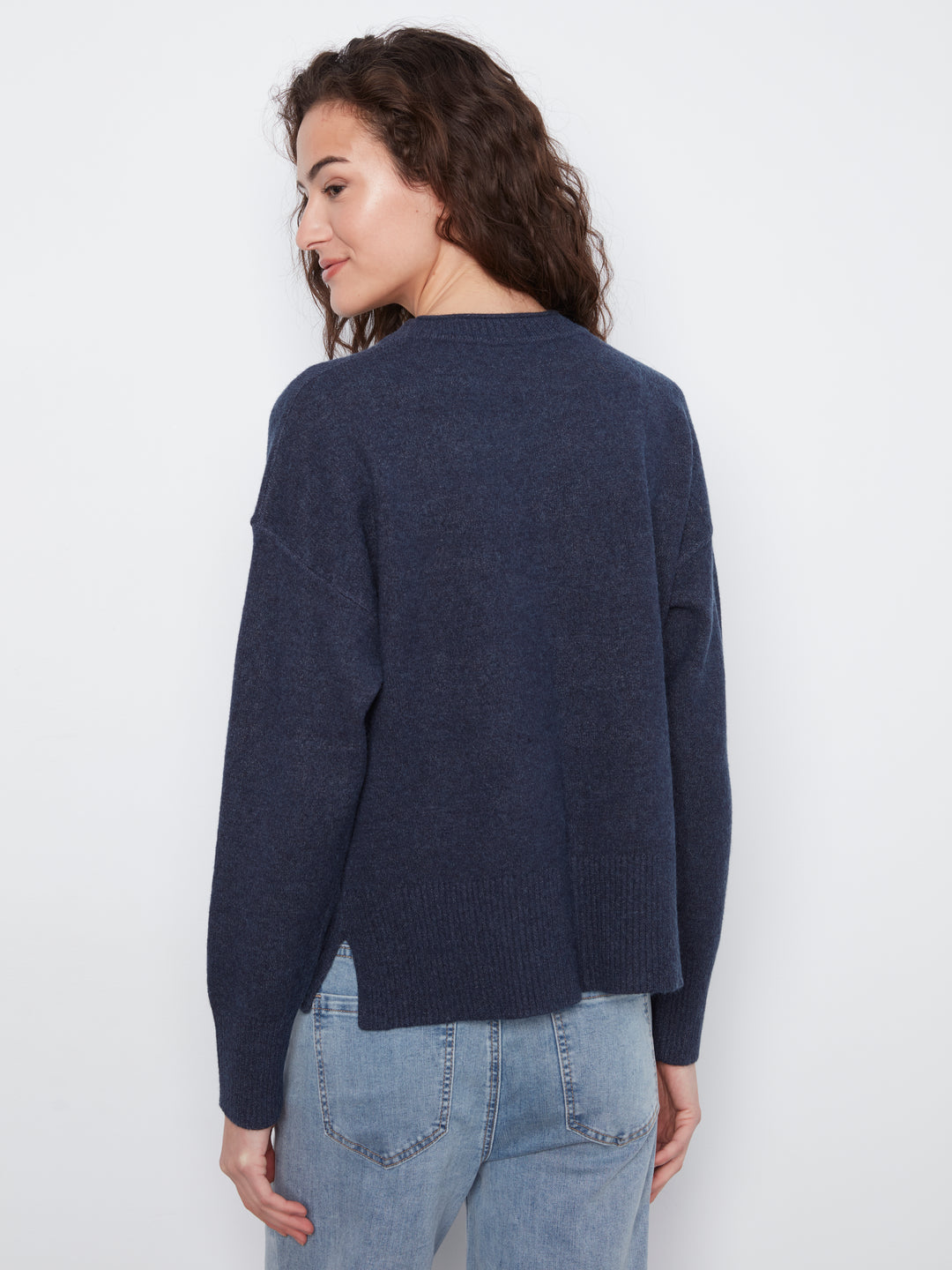 Crew Neck Cropped Sweater with Pocket