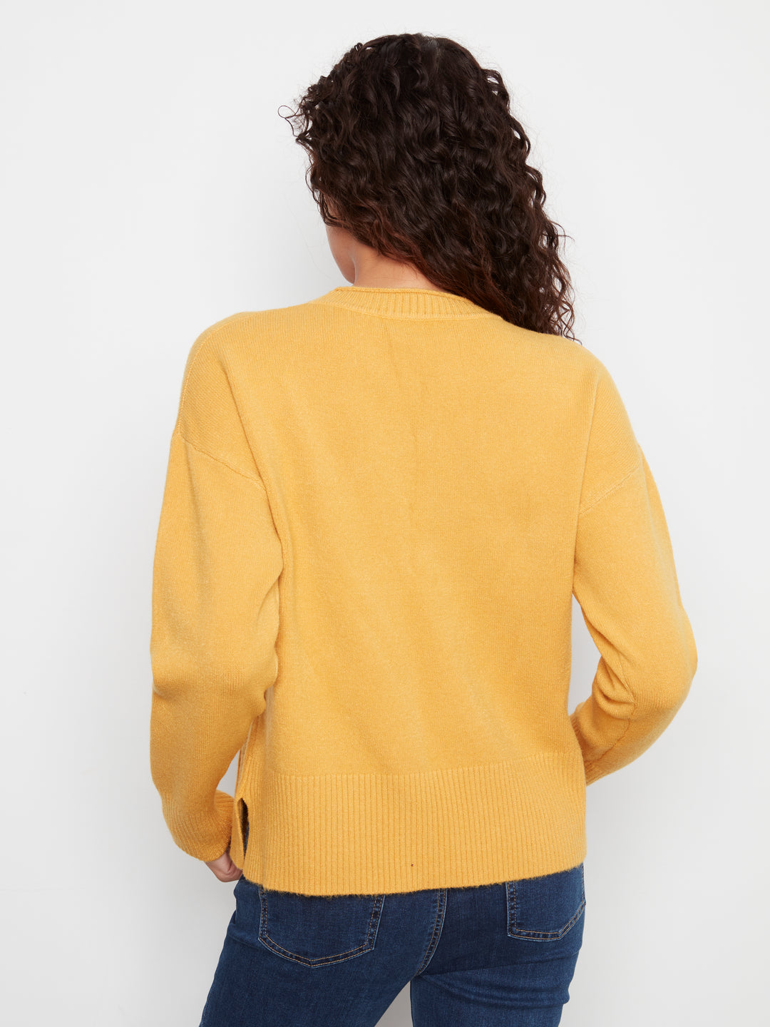 Crew Neck Cropped Sweater with Pocket
