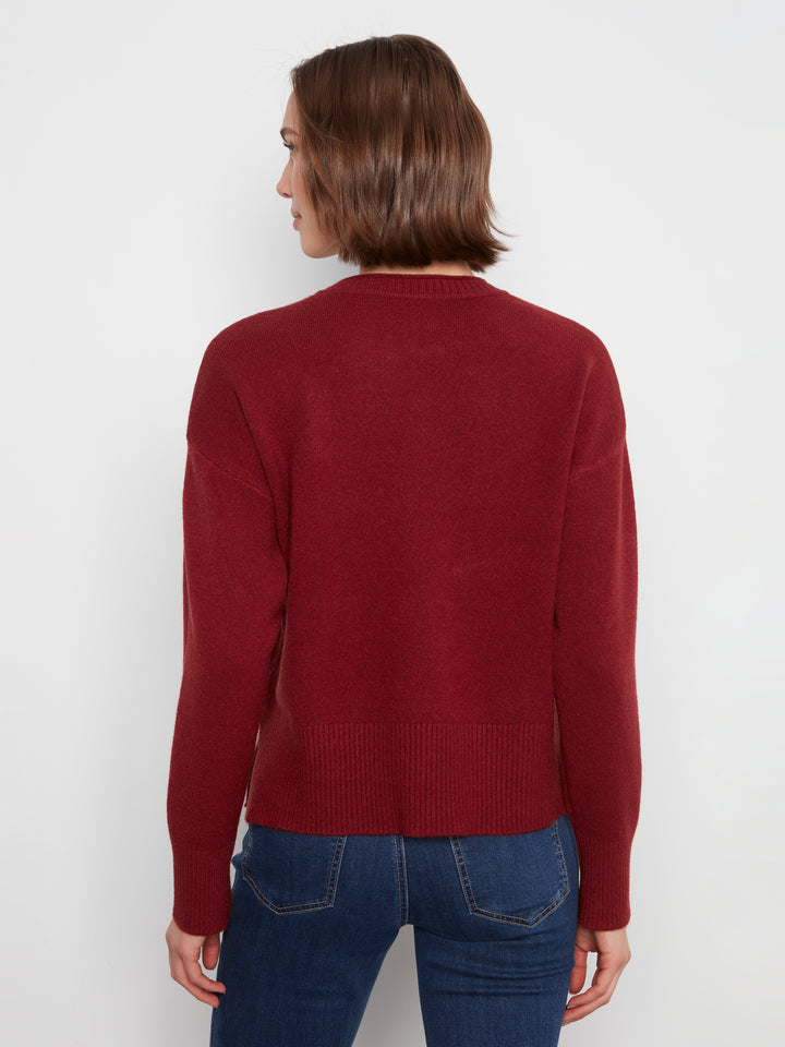 Crew Neck Cropped Sweater with Pocket