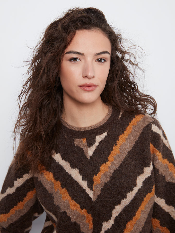 Long Sleeve Crew Neck Jacquard Sweater