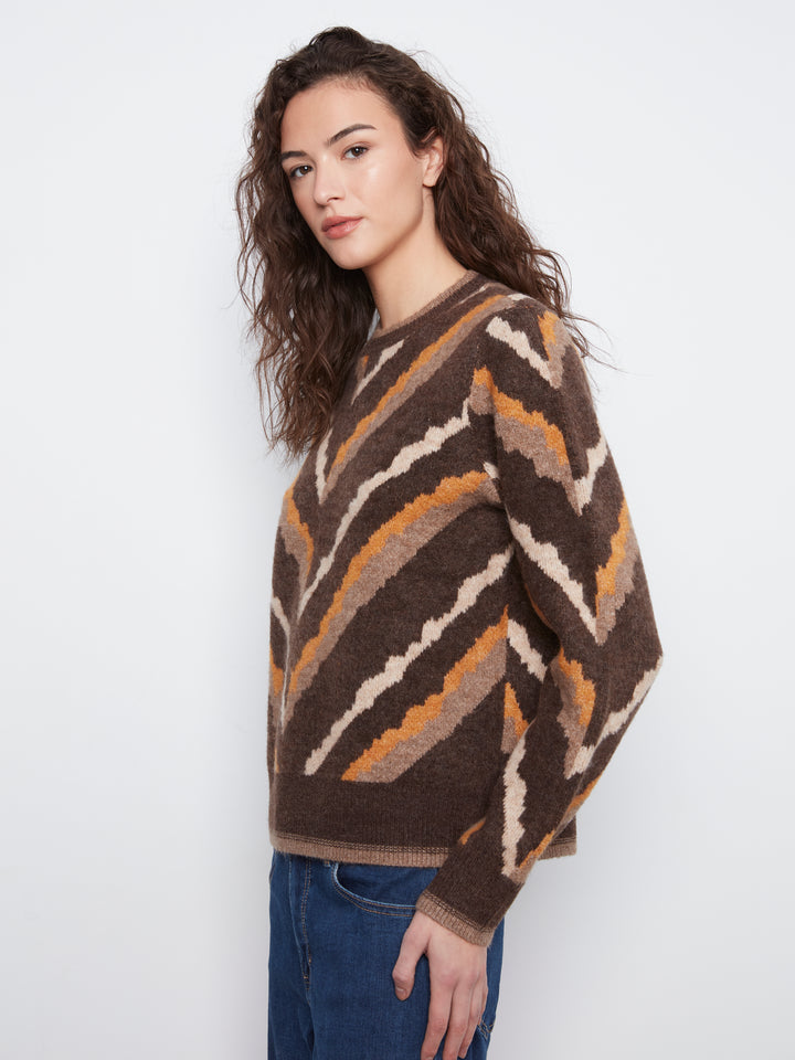 Long Sleeve Crew Neck Jacquard Sweater