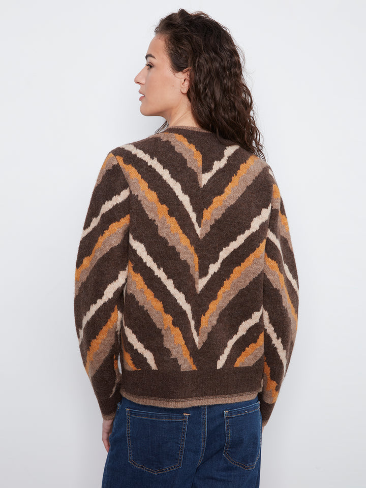 Long Sleeve Crew Neck Jacquard Sweater