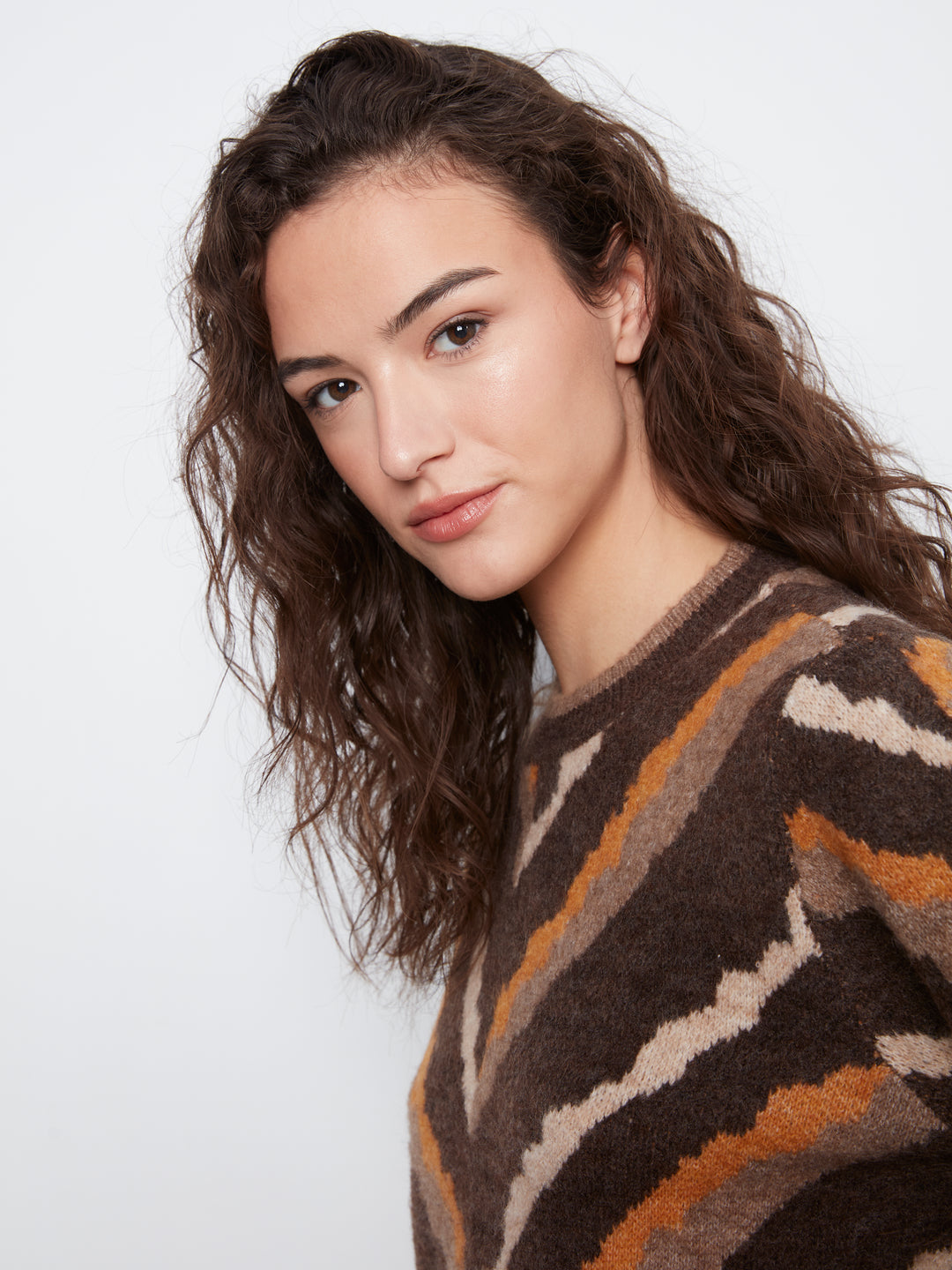 Long Sleeve Crew Neck Jacquard Sweater