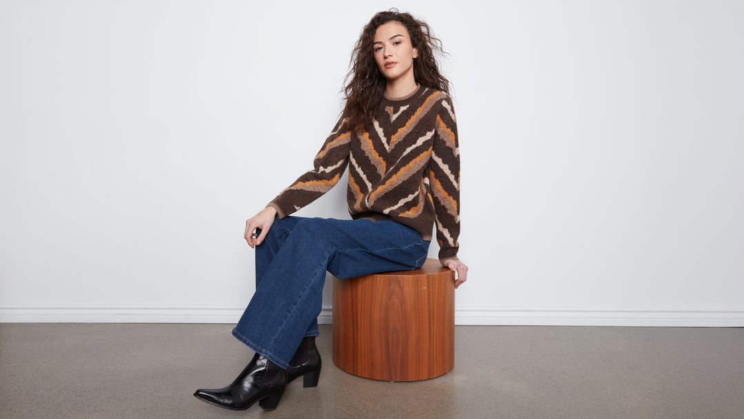 Long Sleeve Crew Neck Jacquard Sweater