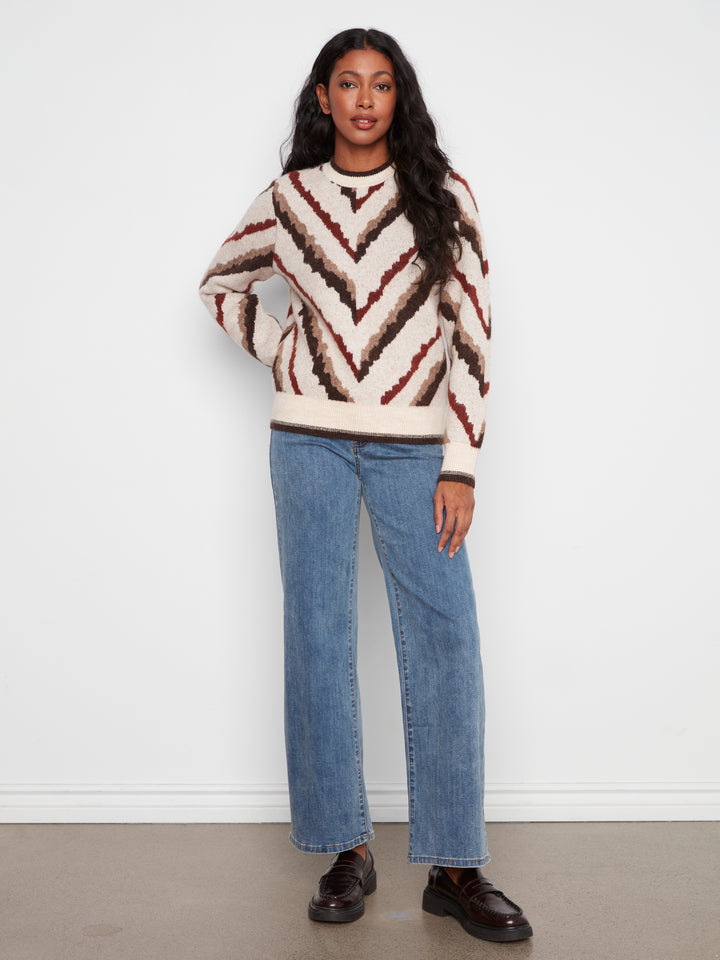 Long Sleeve Crew Neck Jacquard Sweater