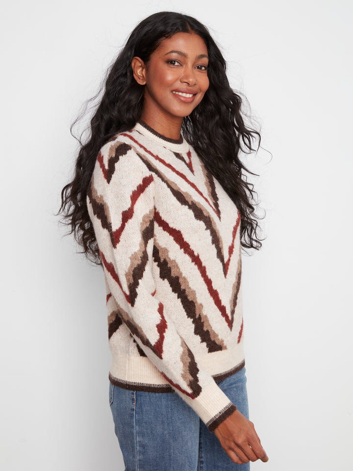 Long Sleeve Crew Neck Jacquard Sweater