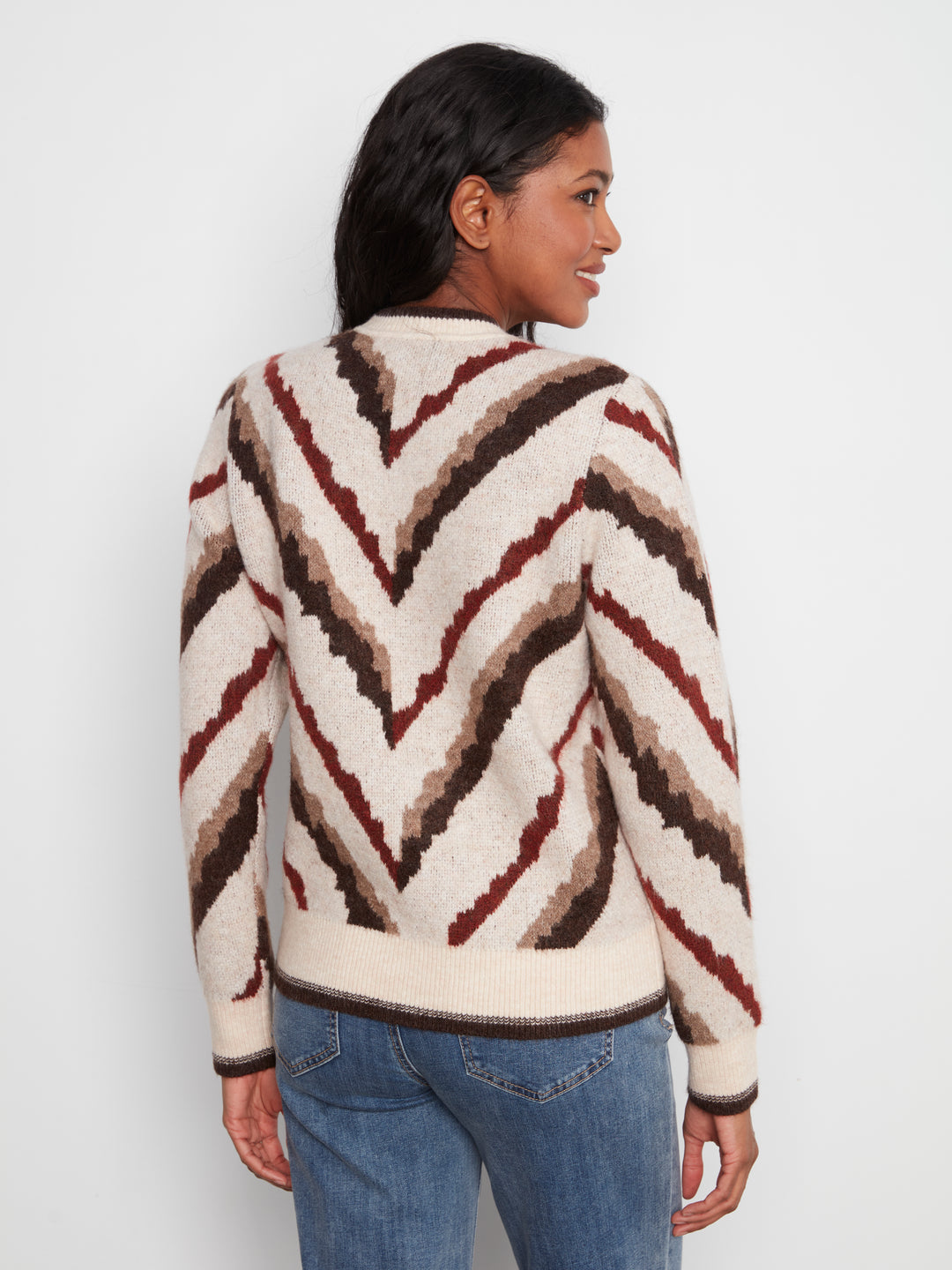 Long Sleeve Crew Neck Jacquard Sweater
