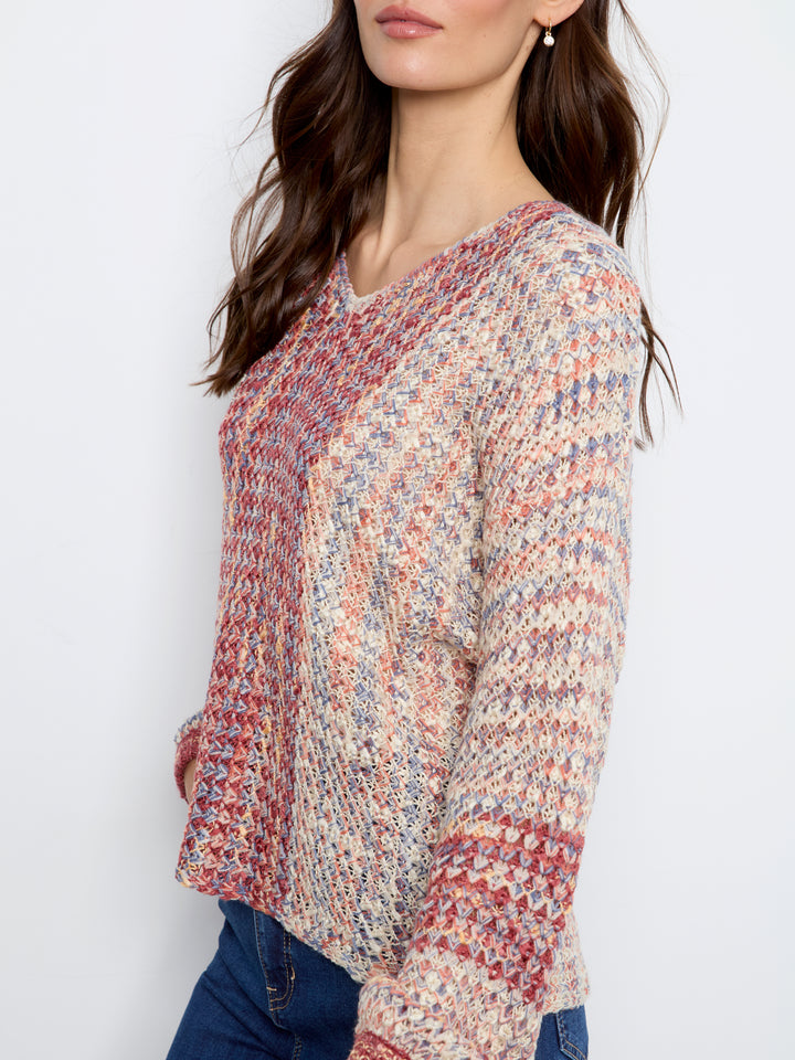 Long Sleeve Drop Shoulder V-Neck Sweater