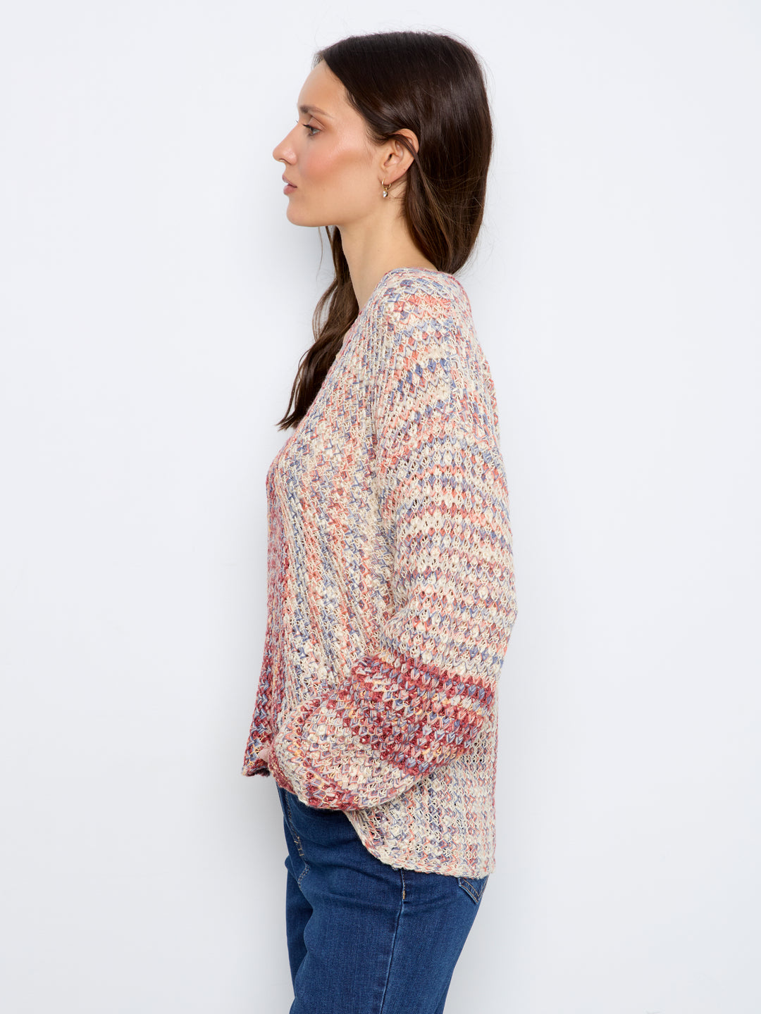 Long Sleeve Drop Shoulder V-Neck Sweater