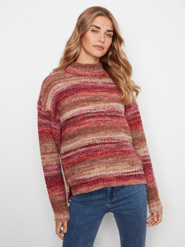Long Sleeve Drop Shoulder Mock Neck High-Low Sweater