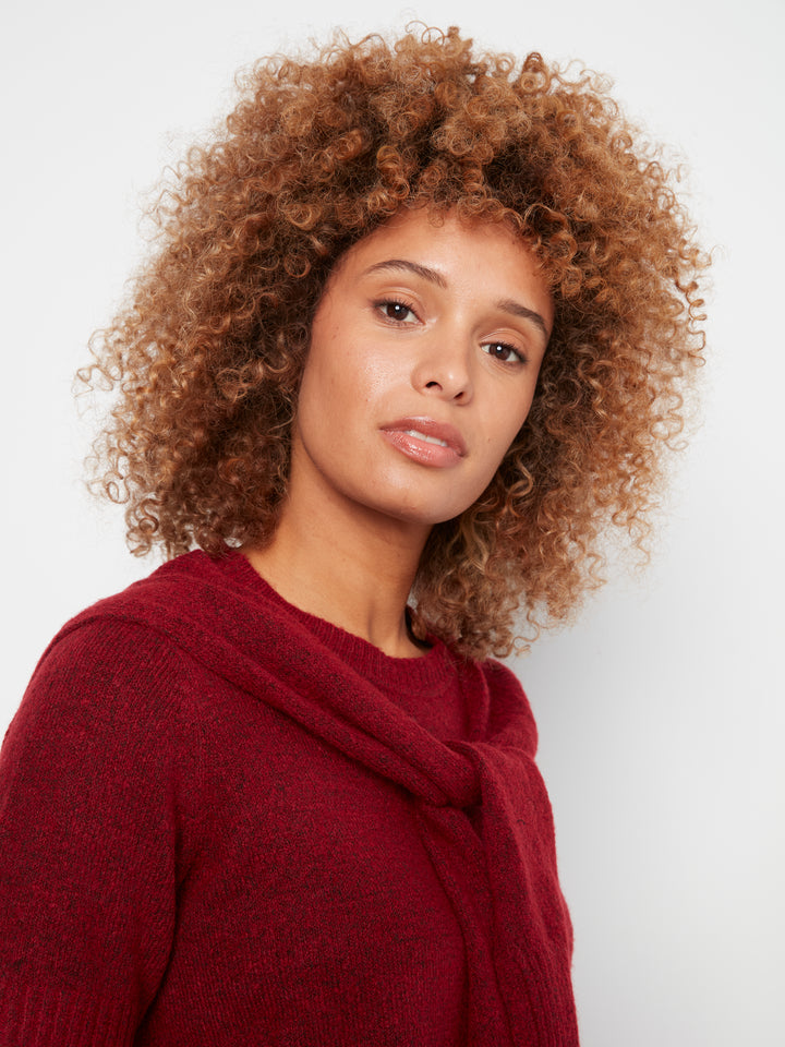Short Sleeve Crew Neck Sweater With Combined Sleeves Detail