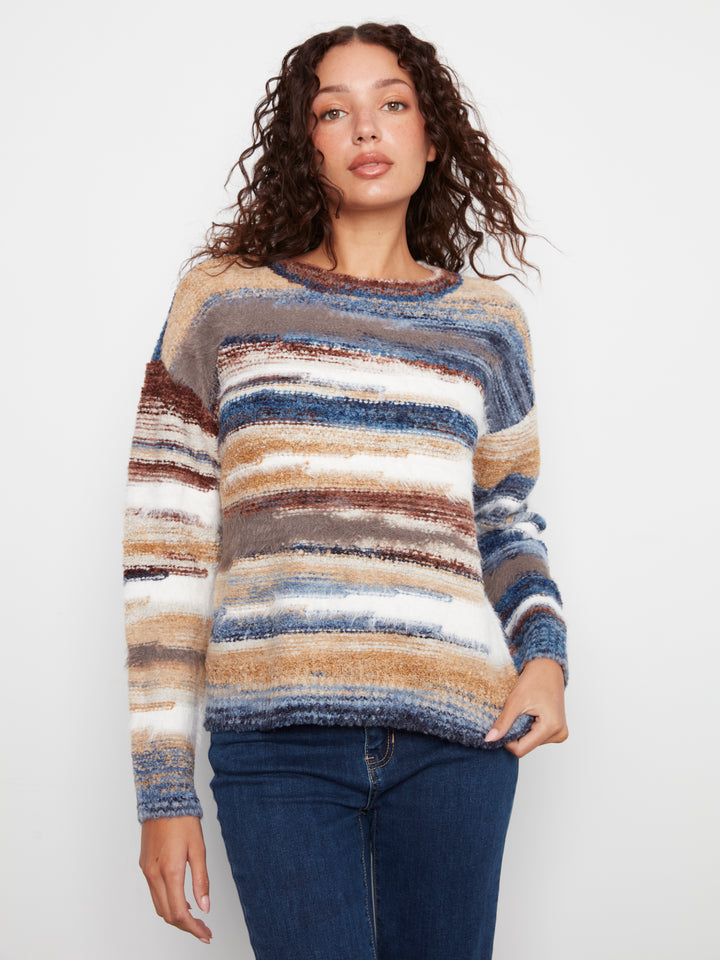 Long Sleeve Crew Neck Drop Sleeve Sweater