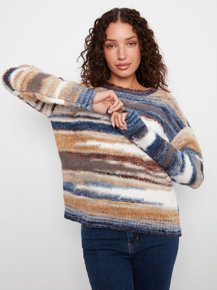 Long Sleeve Crew Neck Drop Sleeve Sweater