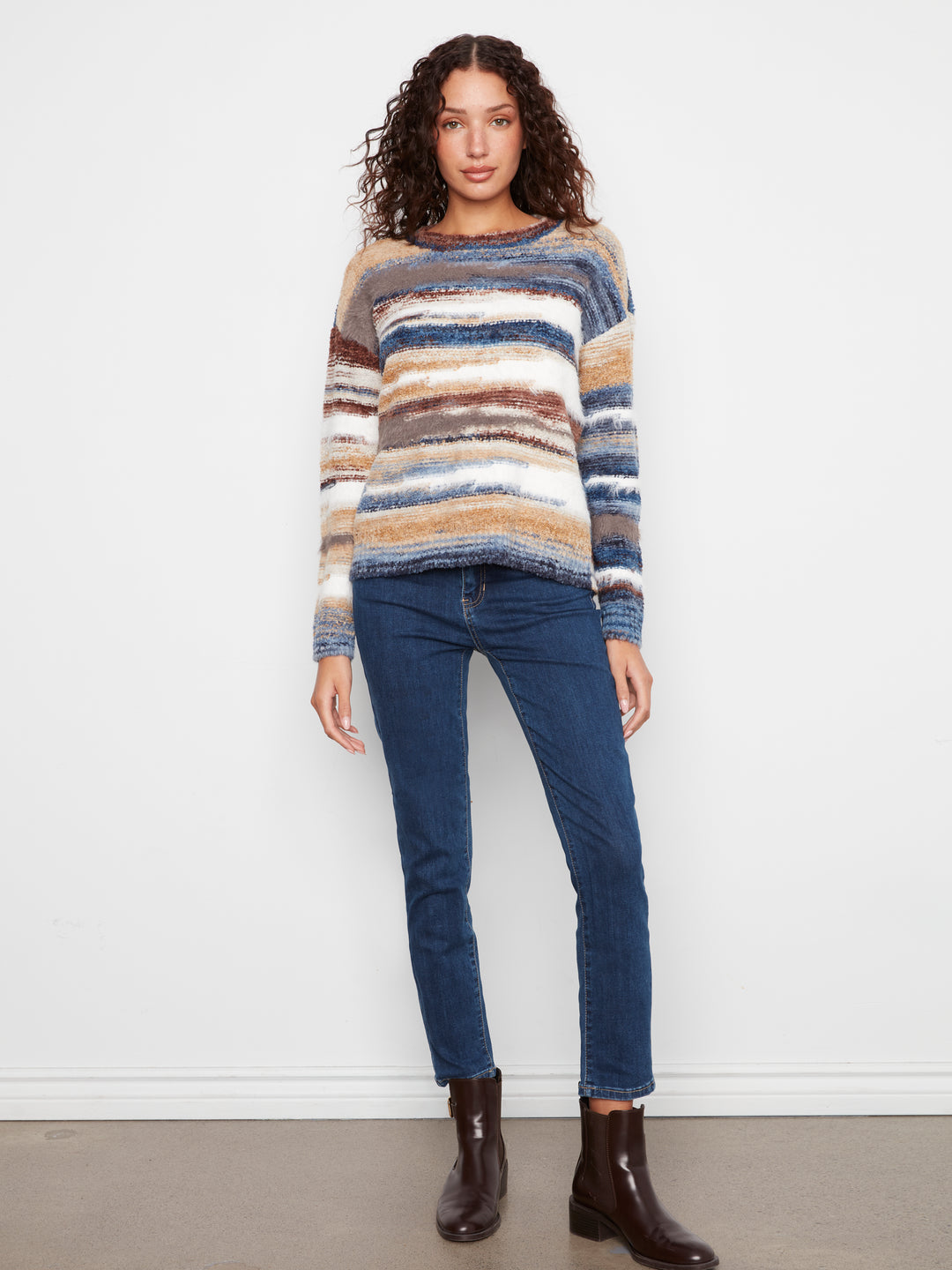 Long Sleeve Crew Neck Drop Sleeve Sweater