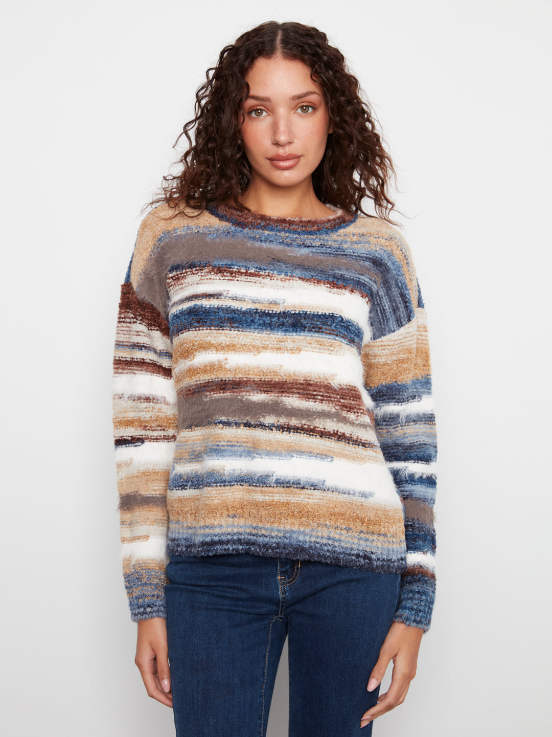 Long Sleeve Crew Neck Drop Sleeve Sweater