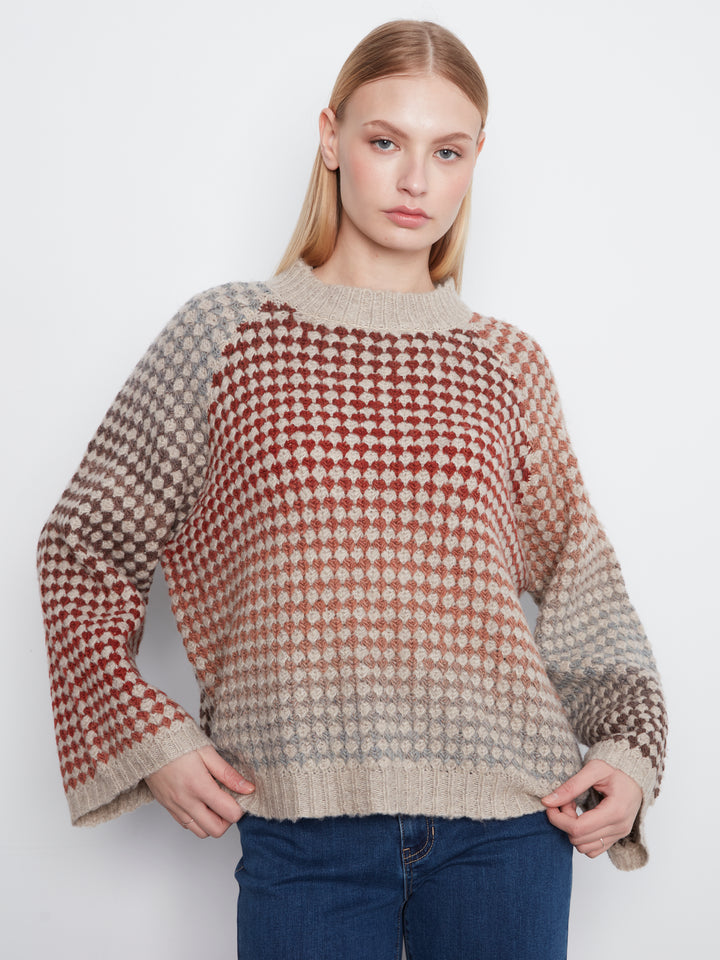 High Neck Muticolor Knit Sweater