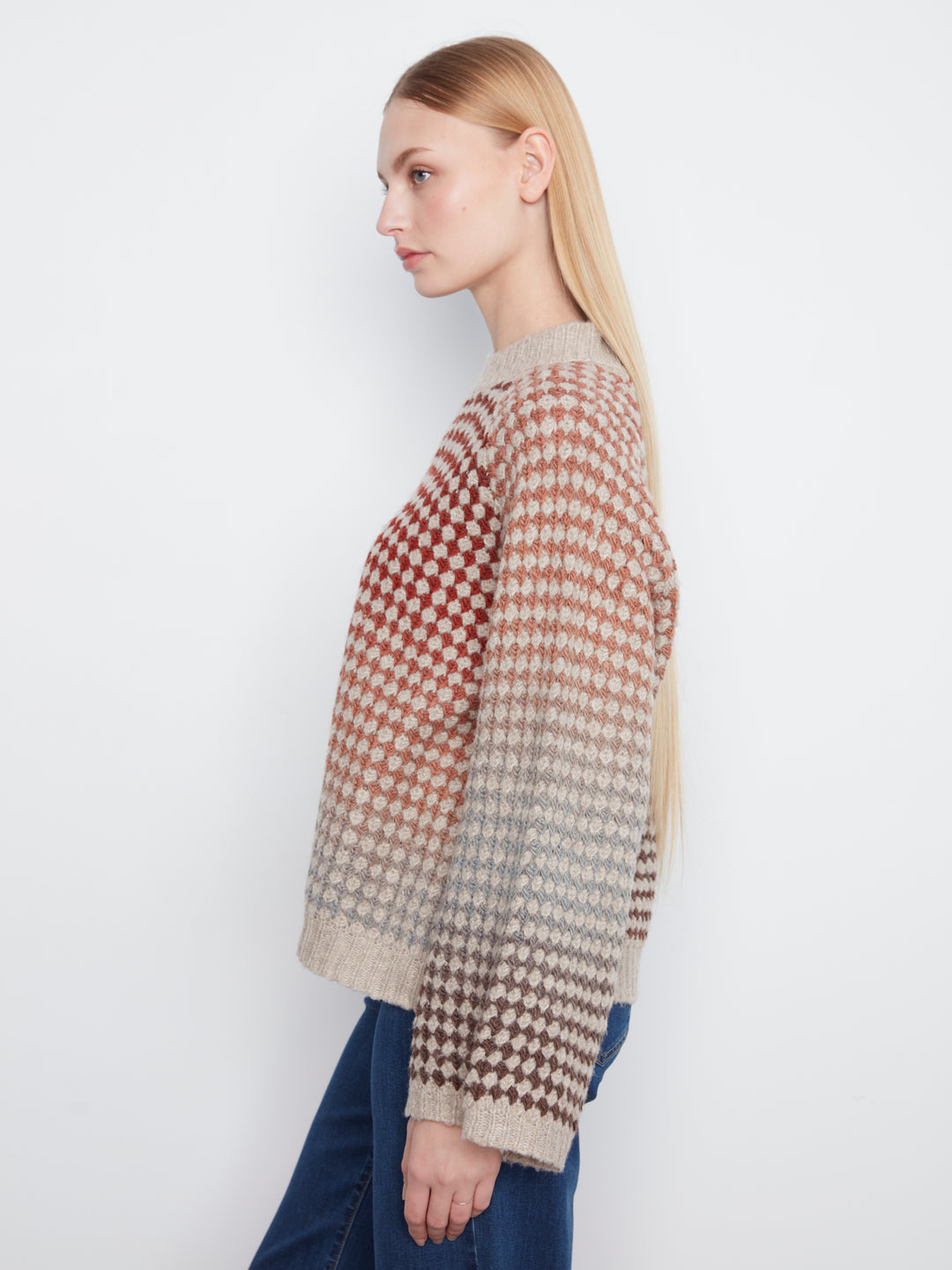 High Neck Muticolor Knit Sweater