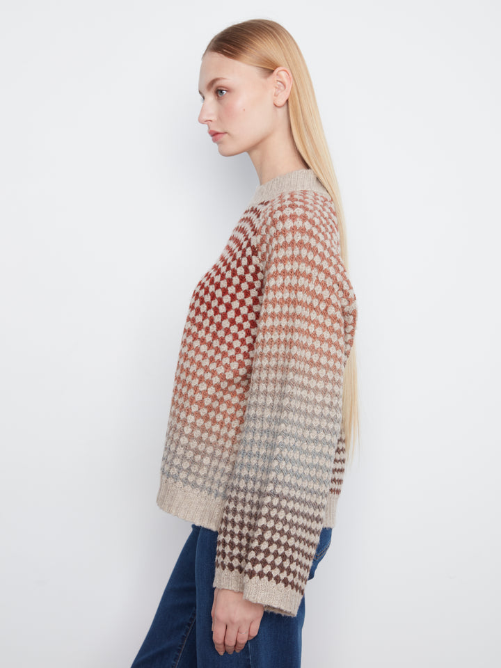 High Neck Muticolor Knit Sweater