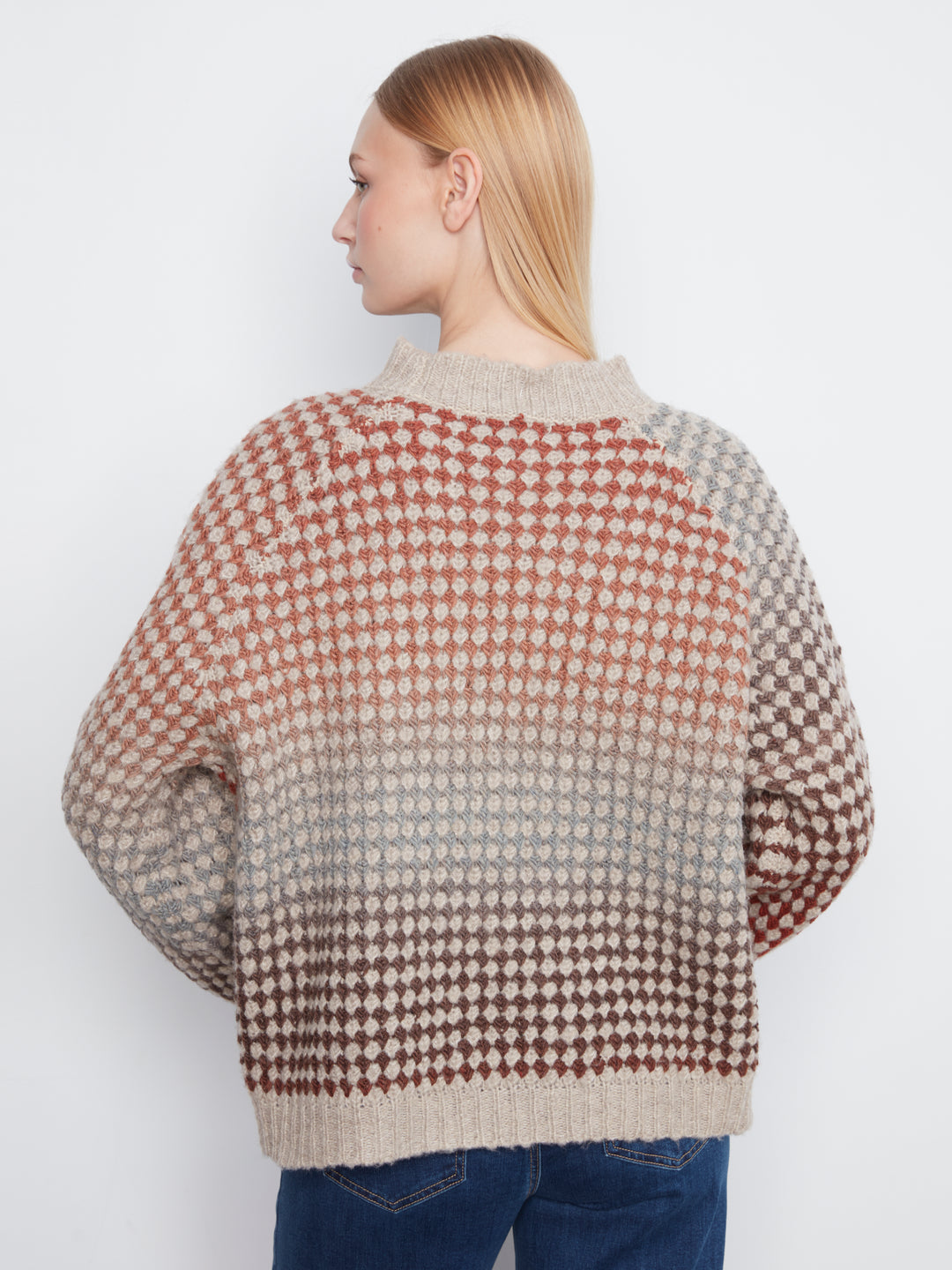 High Neck Muticolor Knit Sweater