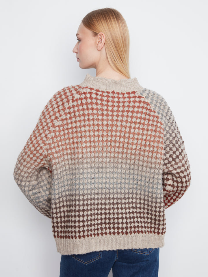 High Neck Muticolor Knit Sweater