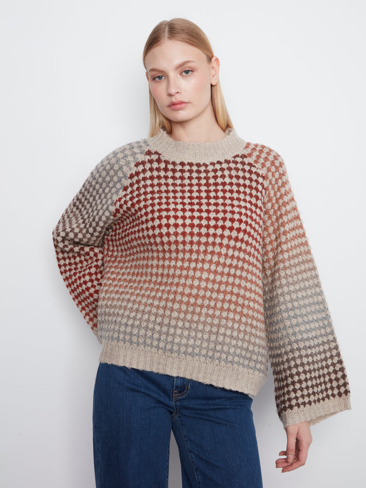 High Neck Muticolor Knit Sweater