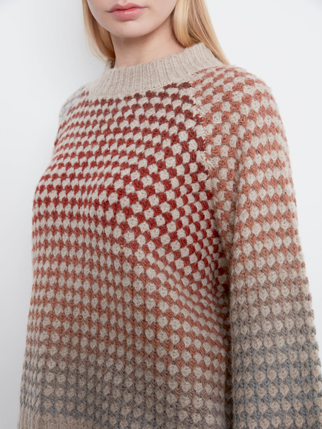 High Neck Muticolor Knit Sweater