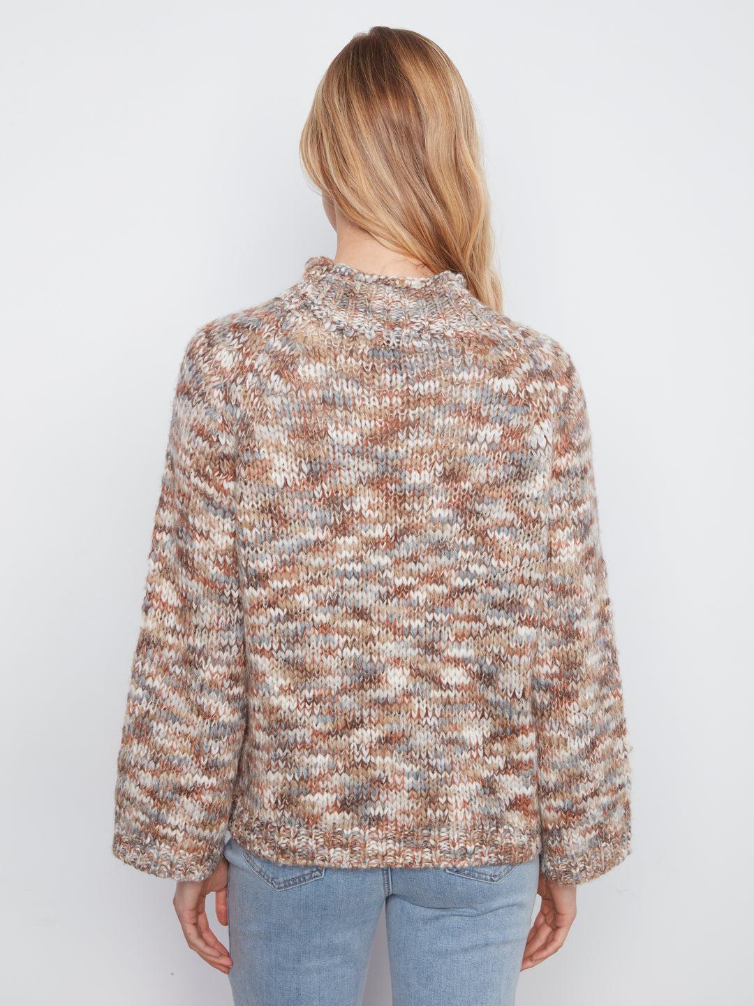 High Neck Space Dyed Knit Sweater