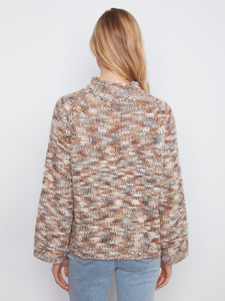 High Neck Space Dyed Knit Sweater