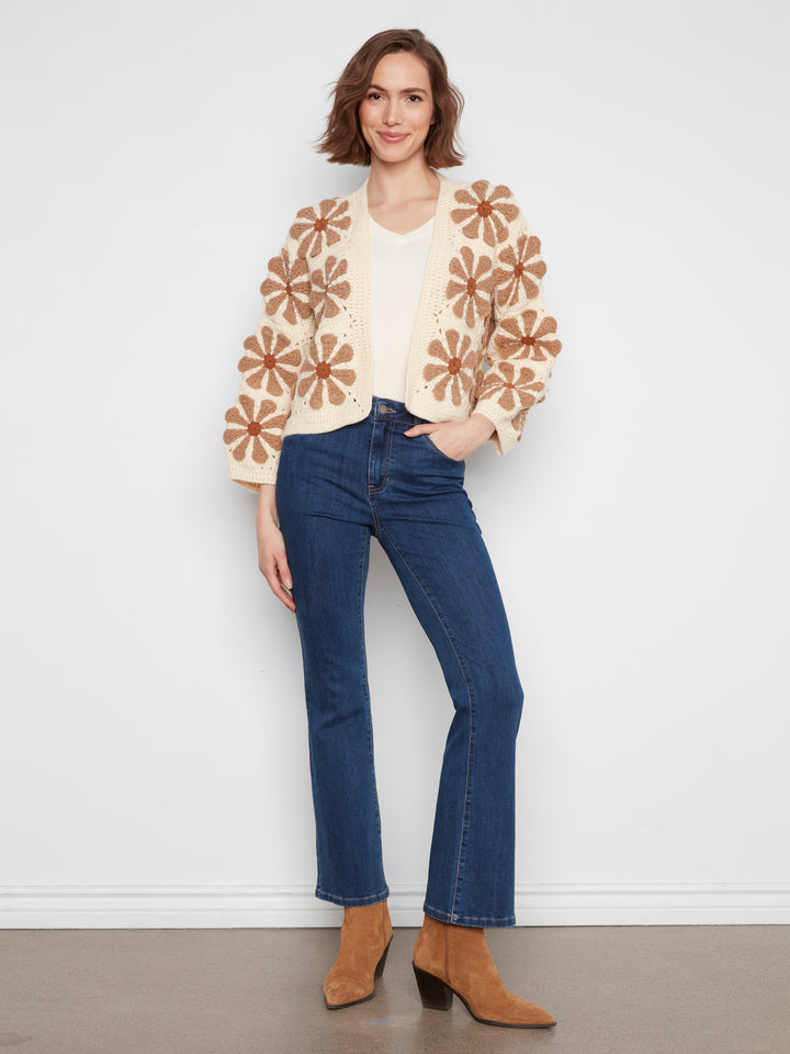 Long Sleeve Drop Shoulder Crochet Cardigan