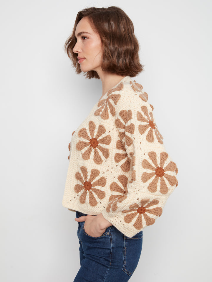 Long Sleeve Drop Shoulder Crochet Cardigan