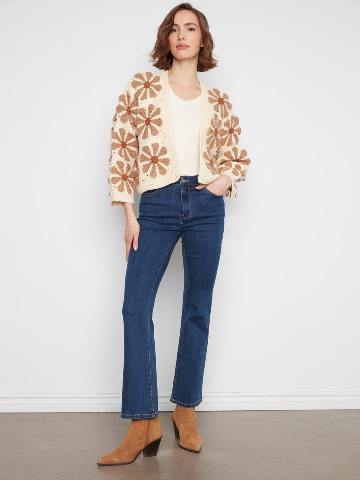 Long Sleeve Drop Shoulder Crochet Cardigan