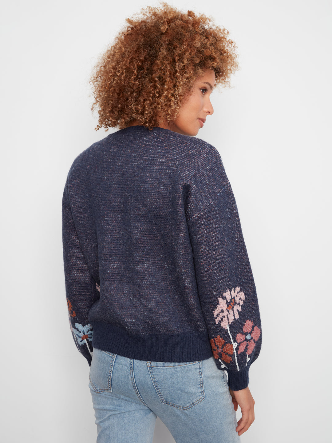 Long Sleeve Drop Shoulder Birdseye Jacquard Sweater