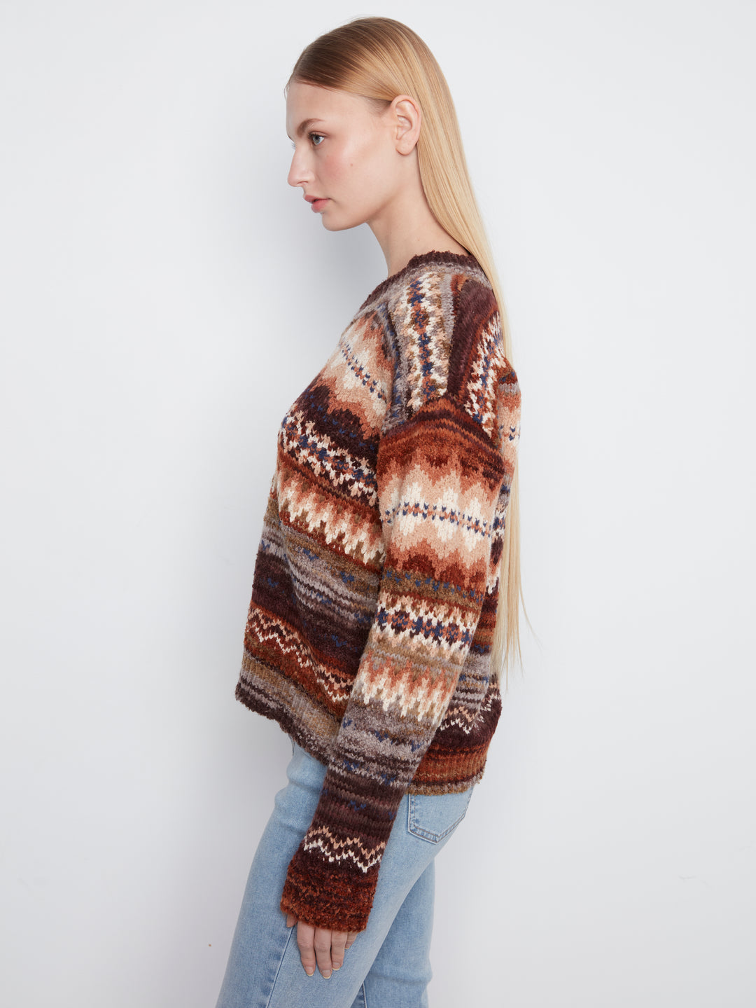 Long Sleeve V-Neck Space Dye Sweater