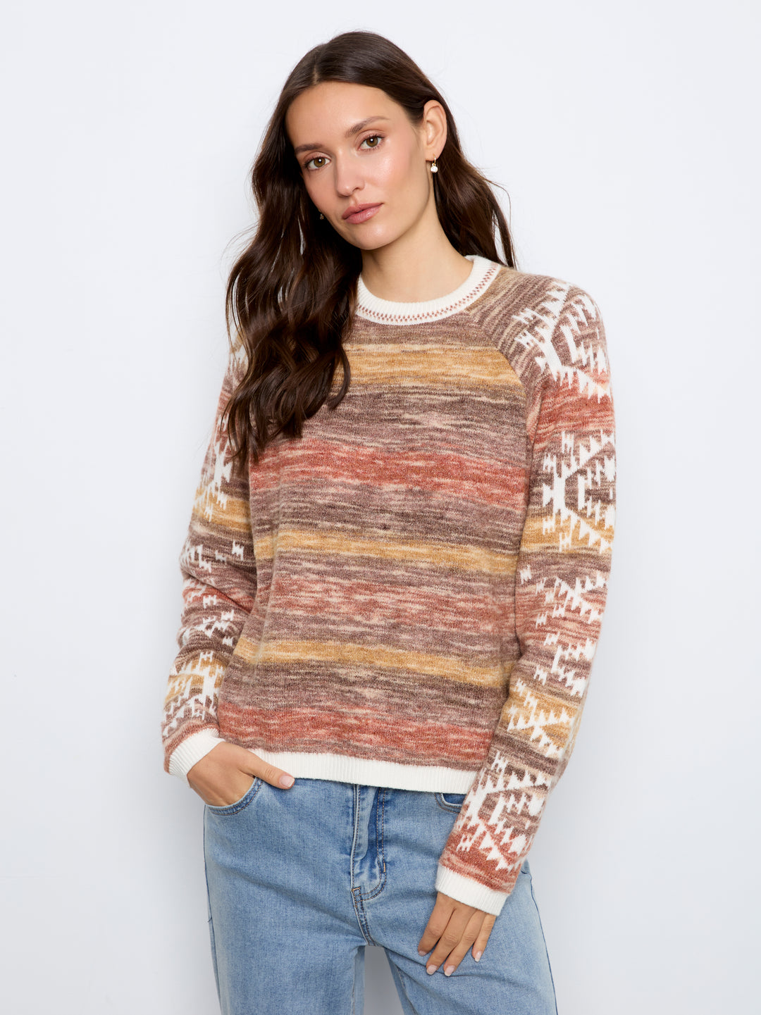 Double Layers Reversible Raglan Long Sleeve Sweater