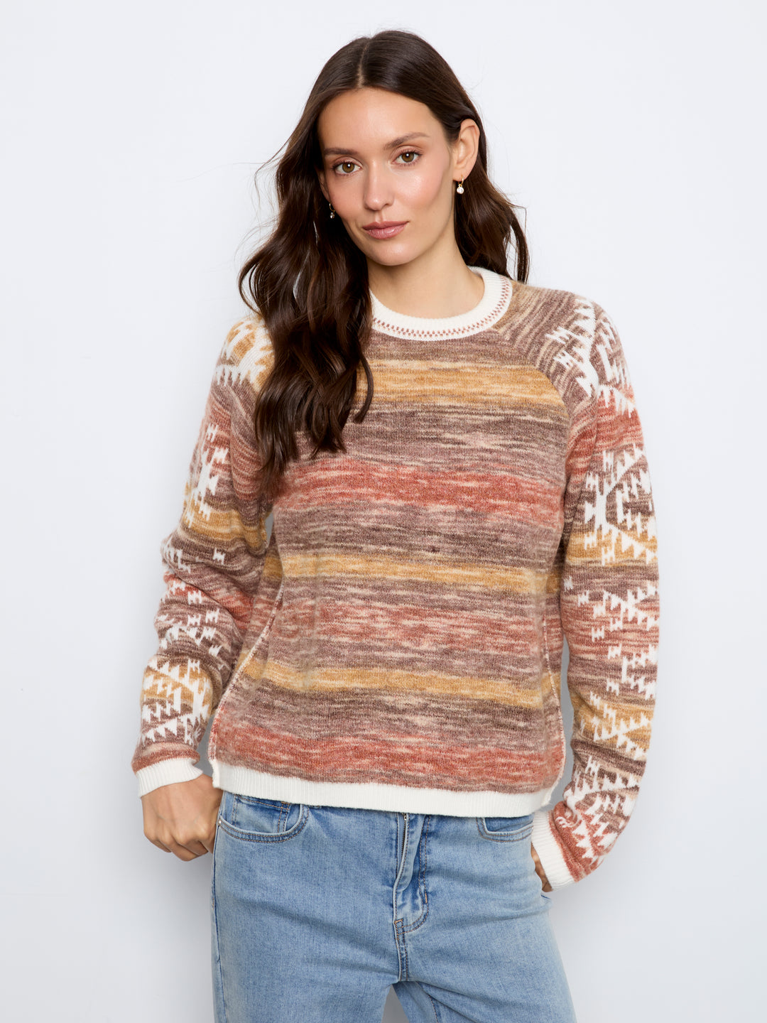 Double Layers Reversible Raglan Long Sleeve Sweater