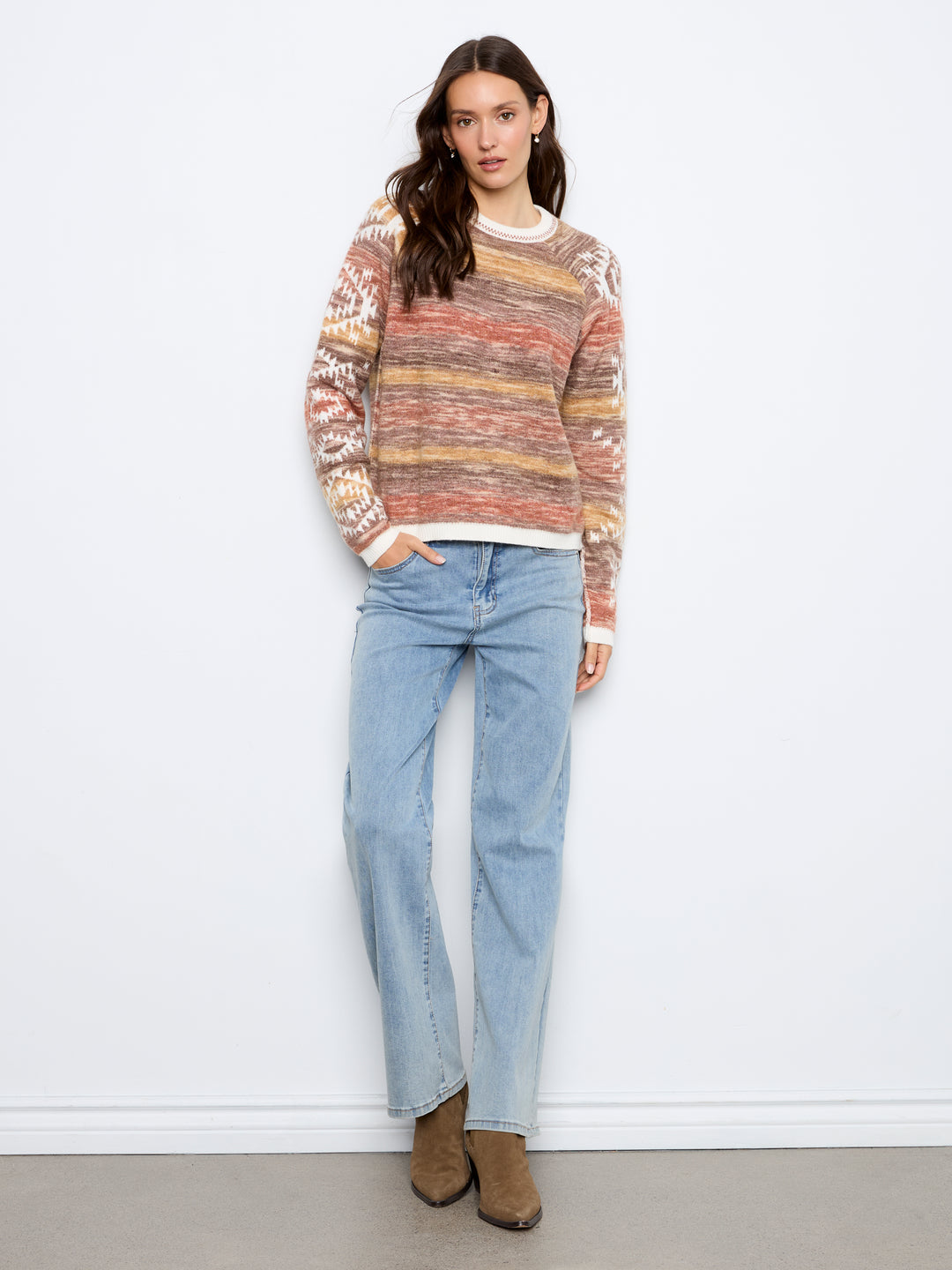 Double Layers Reversible Raglan Long Sleeve Sweater