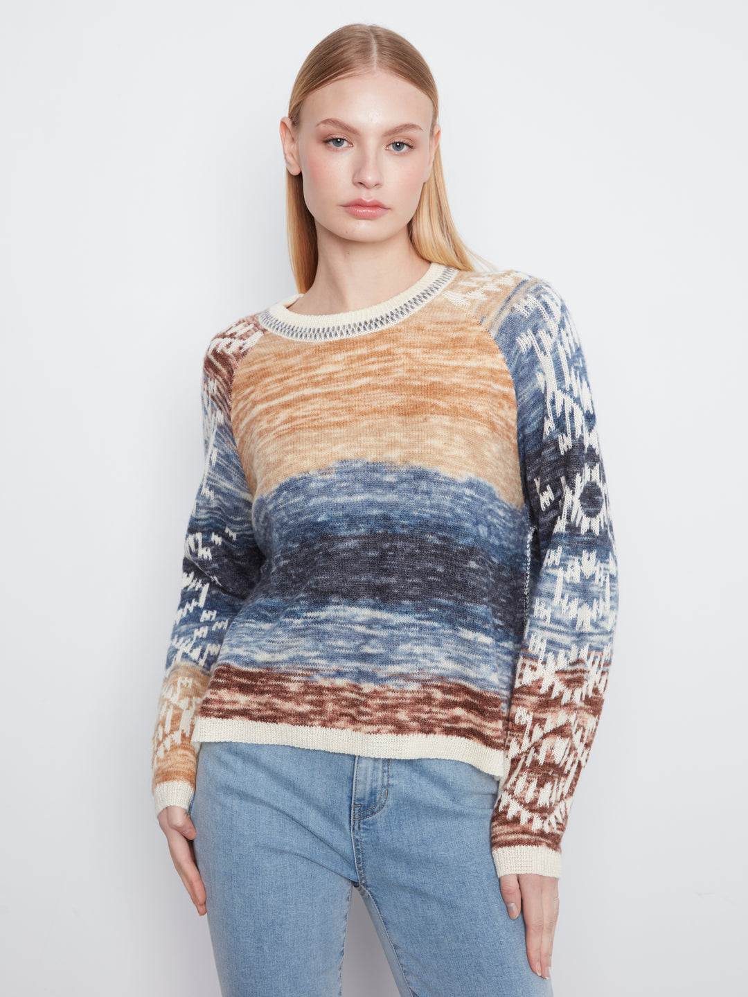 Double Layers Reversible Raglan Long Sleeve Sweater