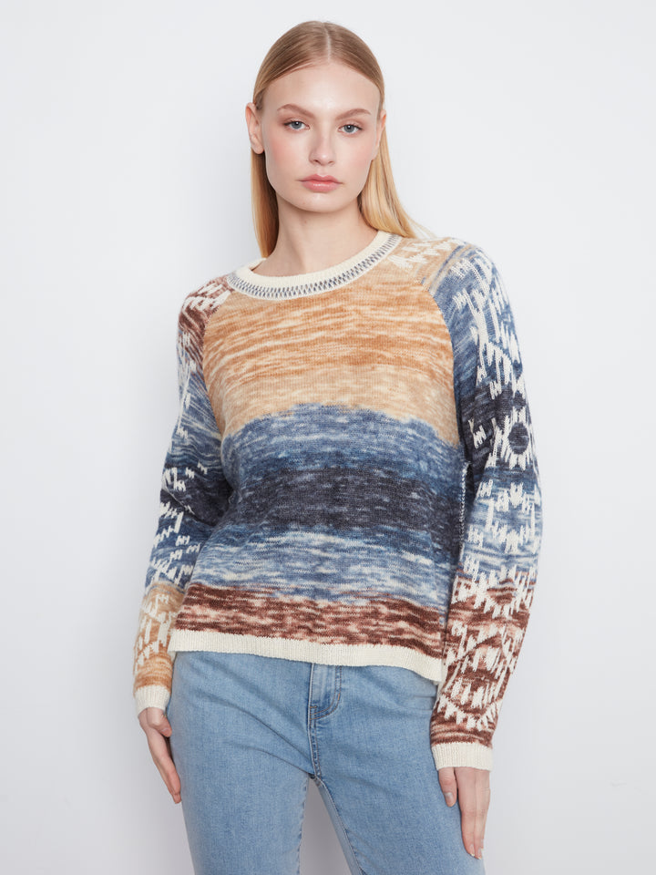Double Layers Reversible Raglan Long Sleeve Sweater