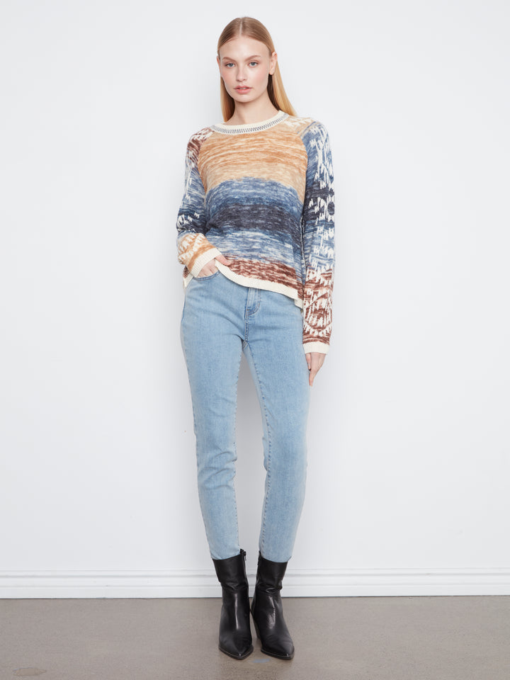 Double Layers Reversible Raglan Long Sleeve Sweater