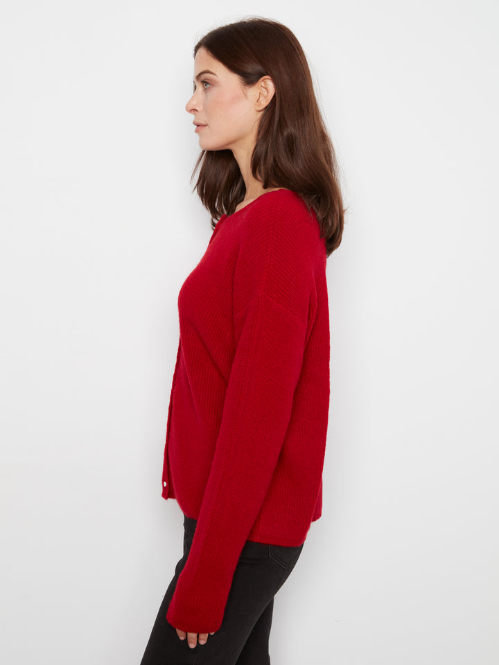 Long Sleeve Drop Shoulder Crew Neck Wear 2 Way Sweater Cardigan
