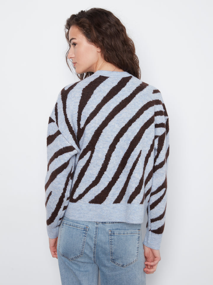 Long Sleeve Drop Shoulder Crew Neck Jacquard Sweater