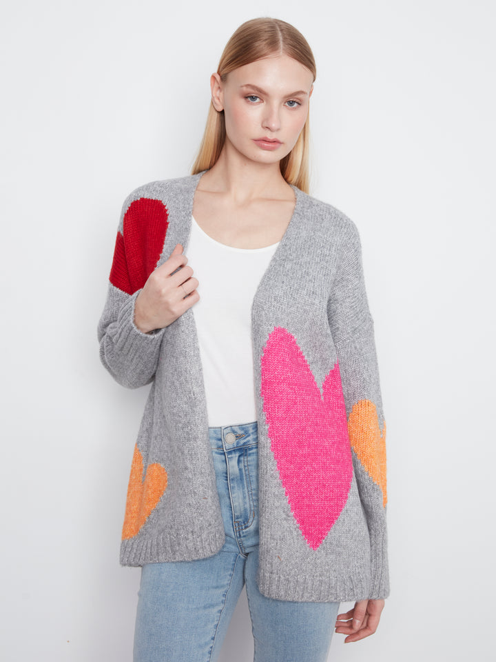 Heart Placement Print Cardigan
