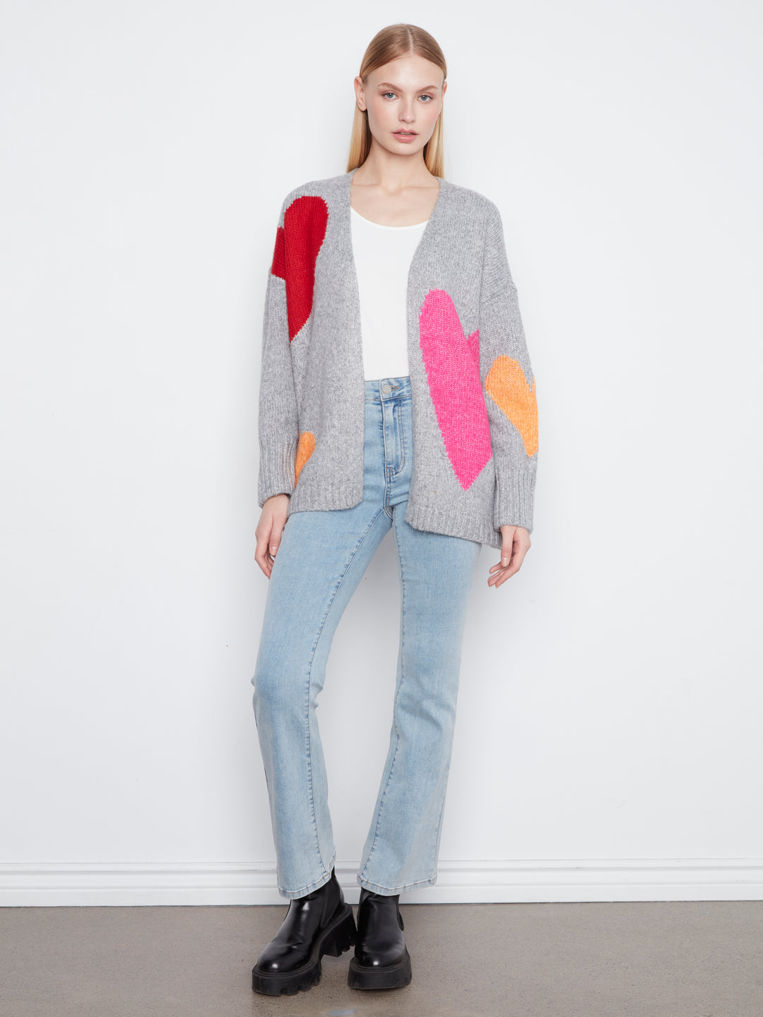 Heart Placement Print Cardigan